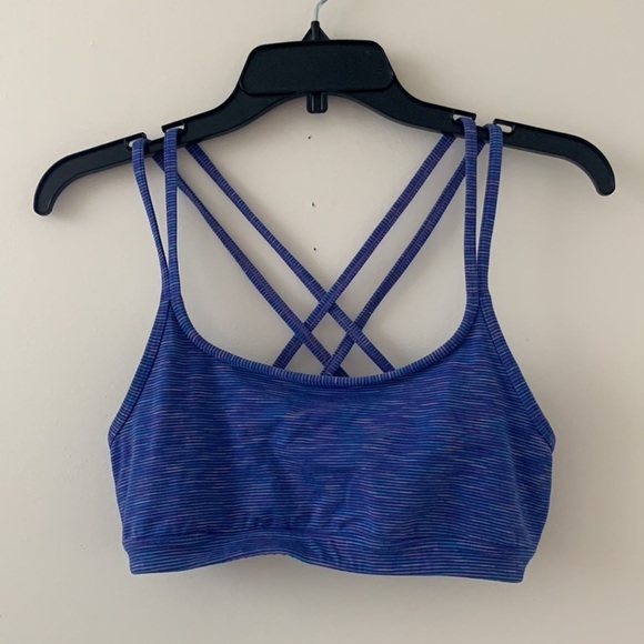 Athleta Capri Blue SPACE DYE FULL FOCUS Sports Bra Strappy Support size Medium - Picture 1 of 11